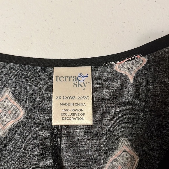 Terra Sky dress, black with tassel front tie, sz 2x - Picture 3 of 7